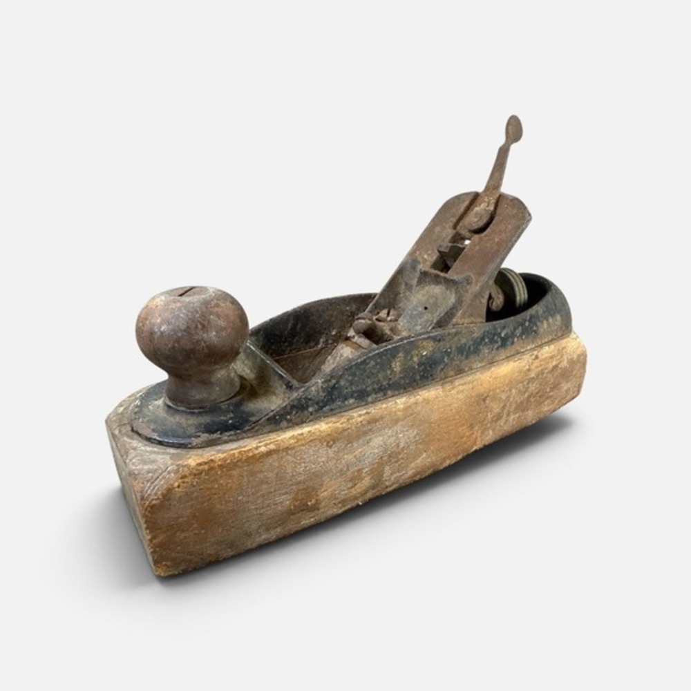 Antique Wood Block Hand Plane Vintage Transitional Woodworking Tool 8 Inch